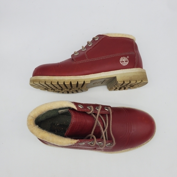 VINTAGE TIMBERLAND NELLIE WATERPROOF BOOTS CITY RED JUNIORS SIZE 5 M SHOES - Picture 10 of 12